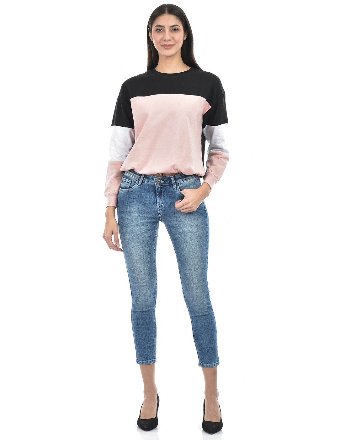 Numero Uno Women Color Block Multicolor Sweat Shirt